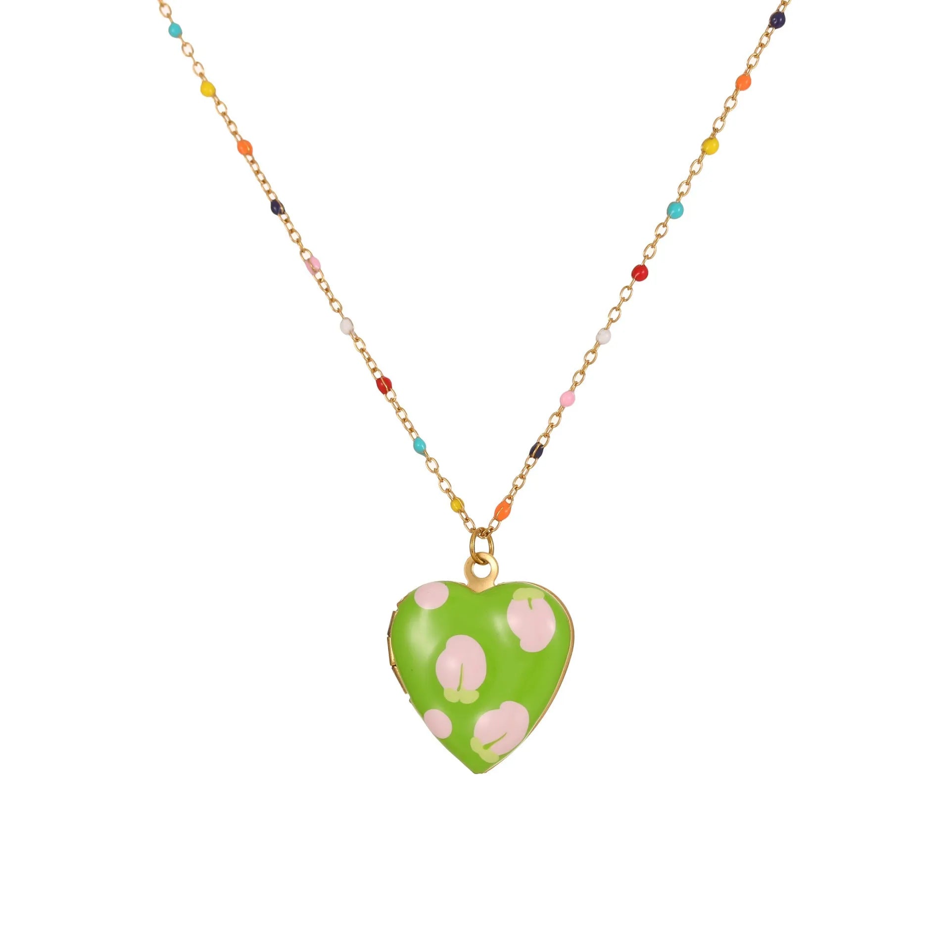 Stainless steel fruit pendant necklace with gold plating on adjustable 41-50cm chain