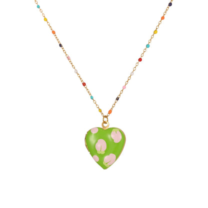 Stainless steel fruit pendant necklace with gold plating on adjustable 41-50cm chain