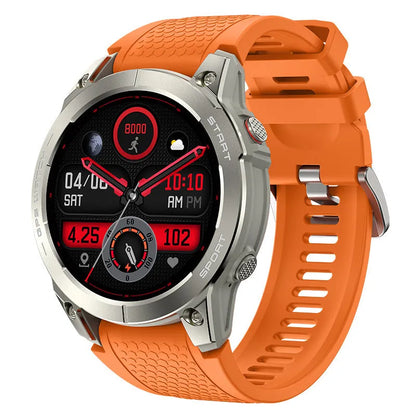 S53 outdoor GPS sports smart watch with black silicone band and 1.43-inch IPS touch screen display