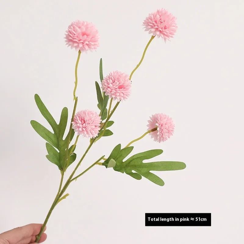 Five-head white dandelion chrysanthemum silk artificial flower bouquet arrangement