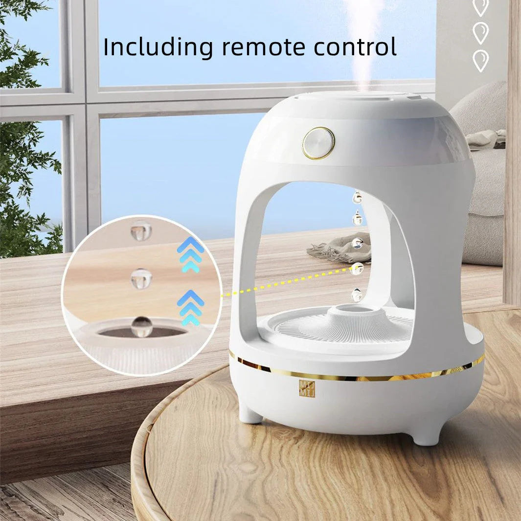 Anti Gravity Levitating Water Drops Humidifier with LED night light in rose gold and white