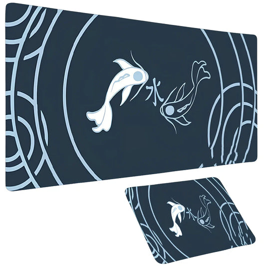 Big Anime Fish Mouse Pad in 900x400x3mm size with non-slip rubber base and vibrant heat transfer print