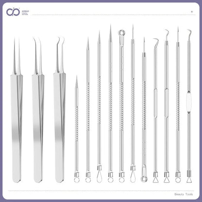 Four metal acne needles with ultra fine pointed tips for precise spot treatment skincare