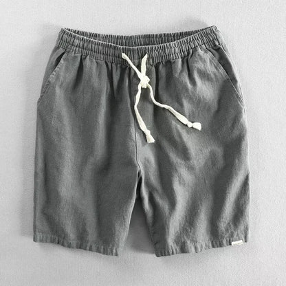 Ramie cotton linen casual shorts in straight type fifth pants length design with micro elasticity