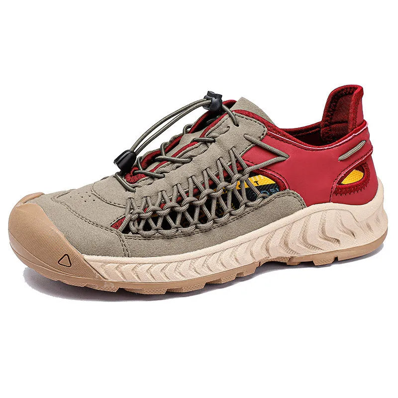 Men's hand-woven closed toe sandals with non-slip rubber soles in four colour options