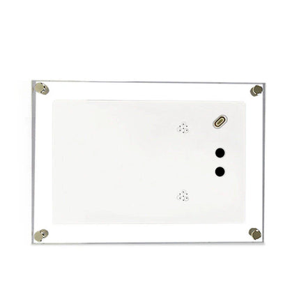 Stylish digital photo frame with high-resolution display, supports photo, video, and music playback
