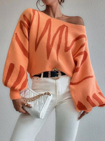 Stylish women's lantern-sleeve pullover sweater in various colours