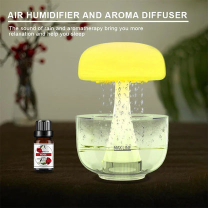 Cozy Raindrop Humidifier with Mesmerizing Lights, Ultrasonic Atomization, Seven-color Ambient Lighting, and Aroma Diffuser for Home Decor