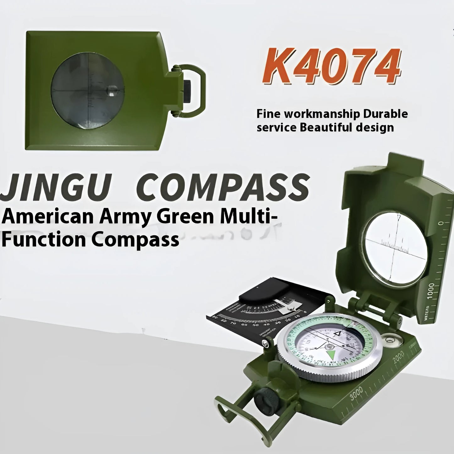 K4074 high-precision metal professional outdoor compass with hanging rope and compact dimensions