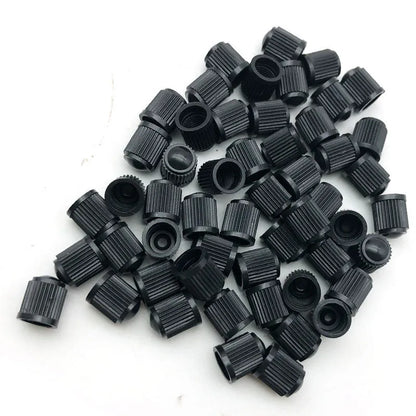Black rubber tubeless valve, screw-on American mouth type for GM, with valve caps