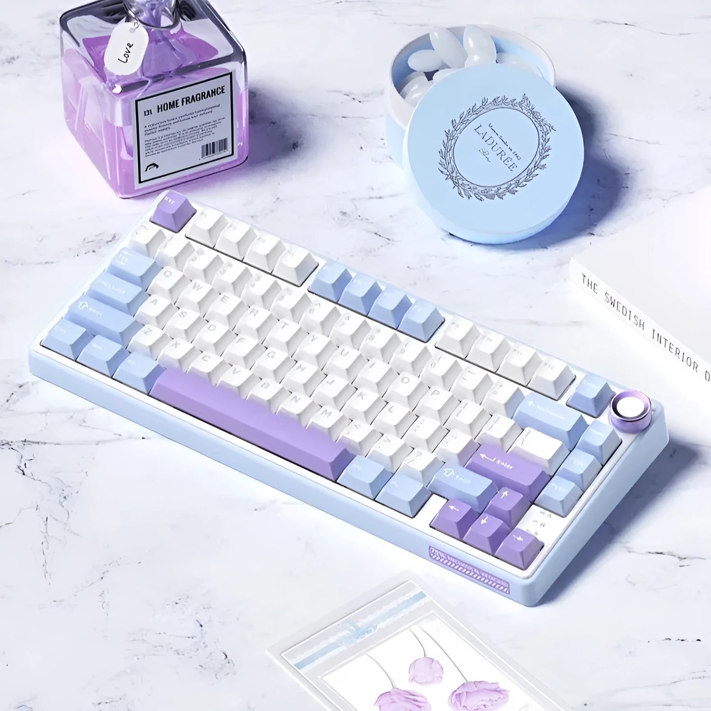 Wireless mechanical keyboard with RGB backlighting and hot-swappable key switches.