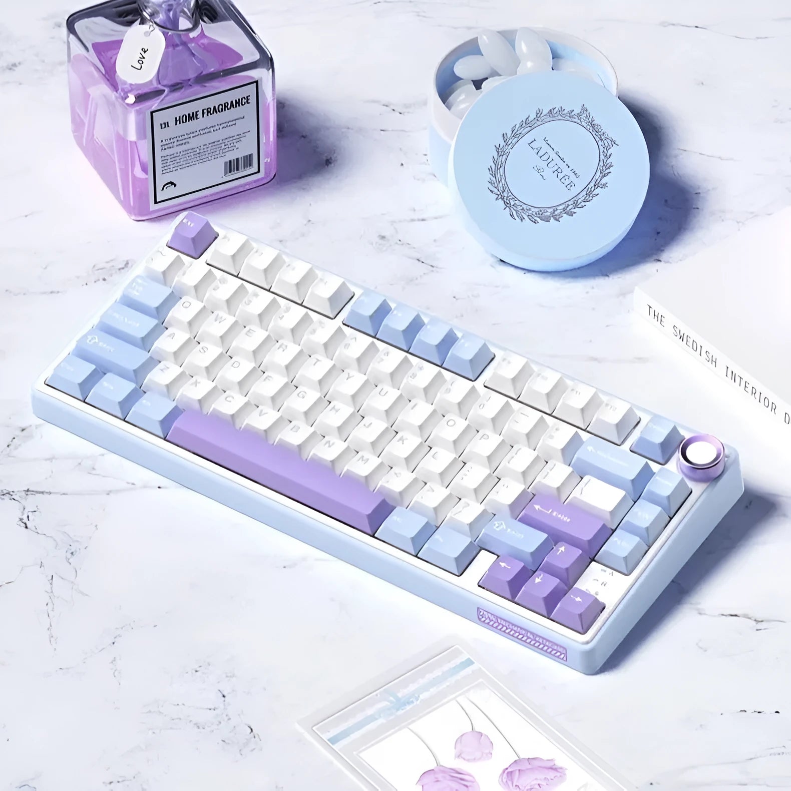 Wireless mechanical keyboard with RGB backlighting and hot-swappable key switches.
