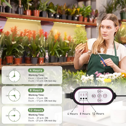 410mm long silver aluminum LED grow light with remote control for indoor plants.