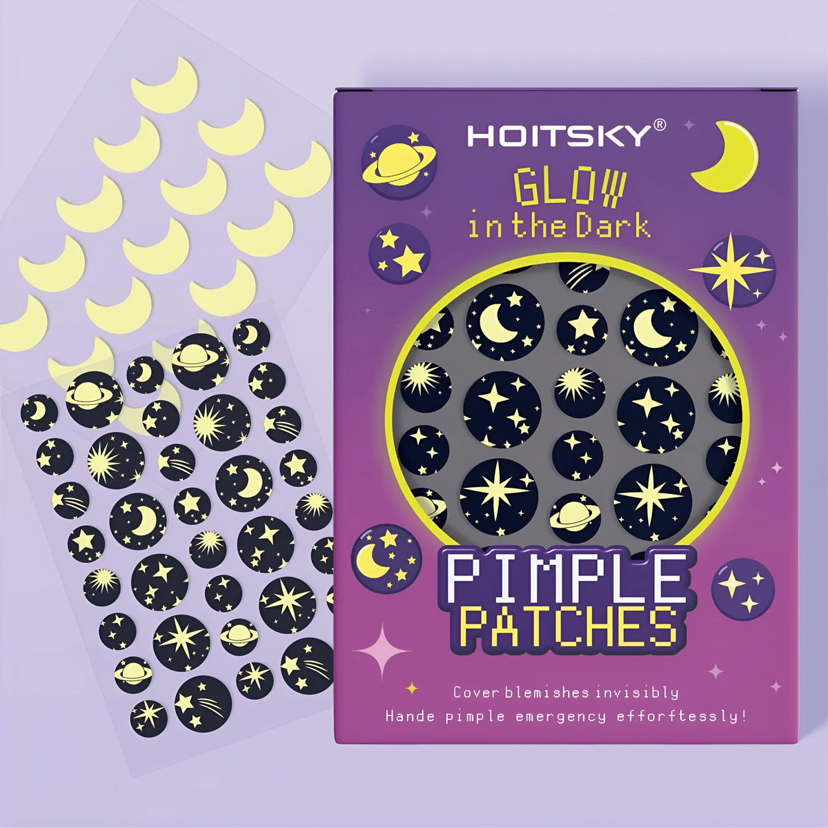 Closed acne patches 51-piece pack with starry sky pattern waterproof breathable plastic film dressing