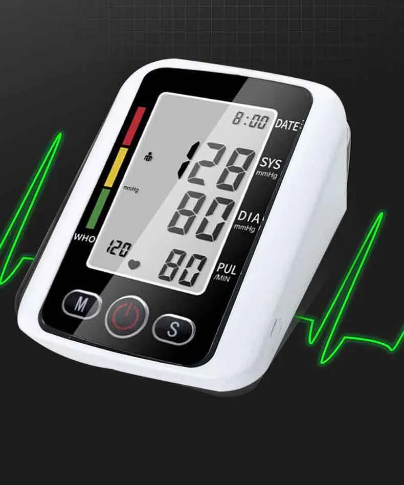 ARM electronic sphygmomanometer blood pressure monitor with large screen display and arm cuff