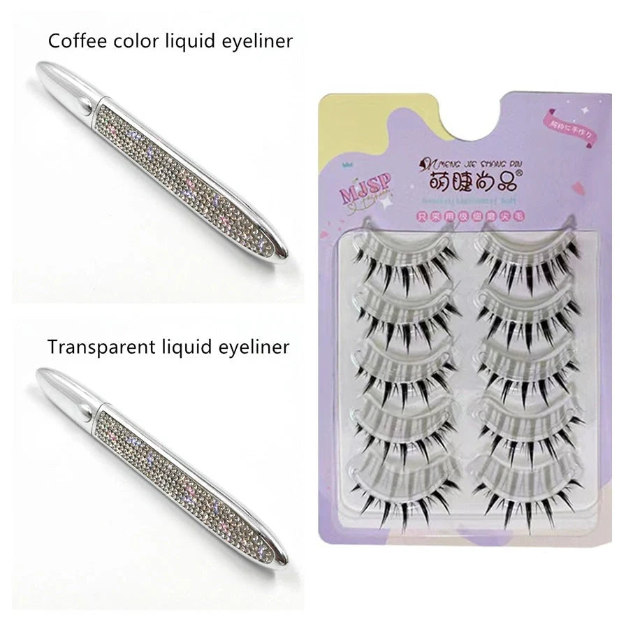Self-adhesive false eyelashes with multicolour eyeliner for easy application and vibrant looks