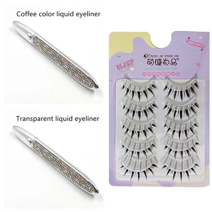 Self-adhesive false eyelashes with multicolour eyeliner for easy application and vibrant looks