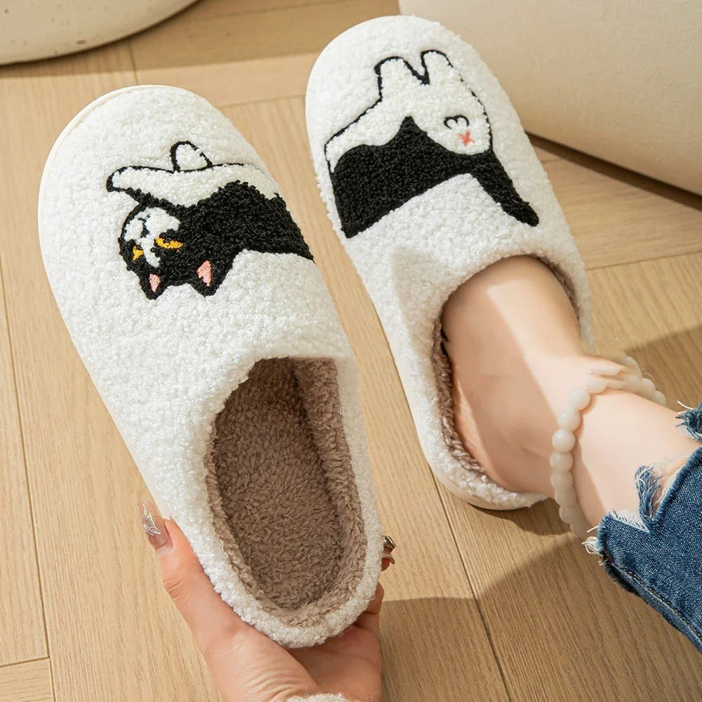 Cozy cotton slippers with cute patterns, plush interior, and non-slip sole for comfortable indoor and outdoor wear