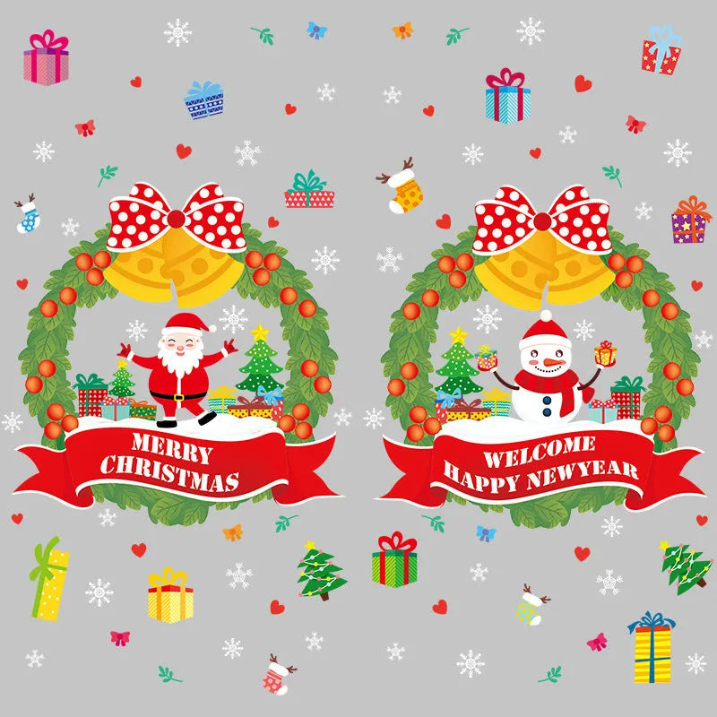 Large colourful cartoon pattern electrostatic Christmas wall sticker on a window.