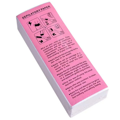 Non-woven fabric hair removal waxing paper strips in pack of 50 or 100 pieces