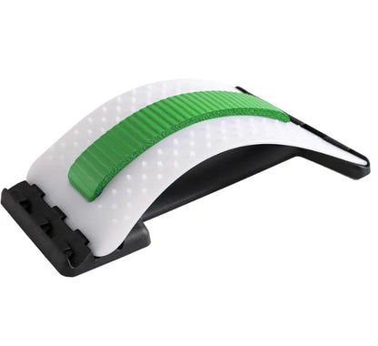 Adjustable back stretcher massager with multiple massage heads for lumbar spine pain relief
