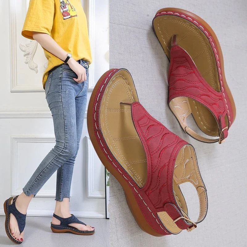 Comfortable women's wedge sandals in various colors with adjustable straps and a lightweight sole