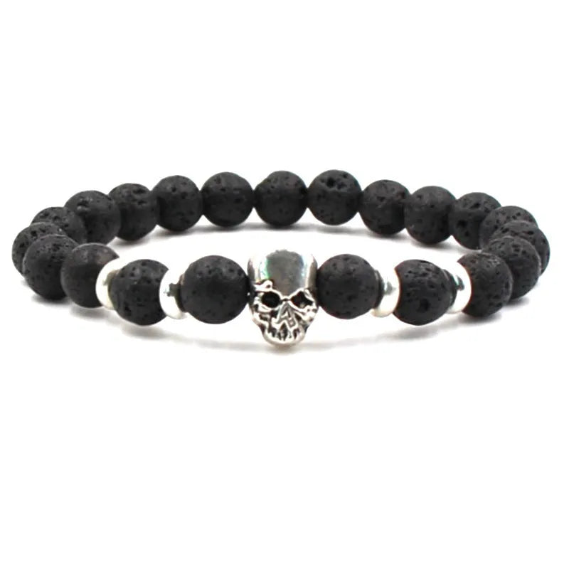 8mm natural white turquoise agate stone unisex stretch bracelet with geometric beads
