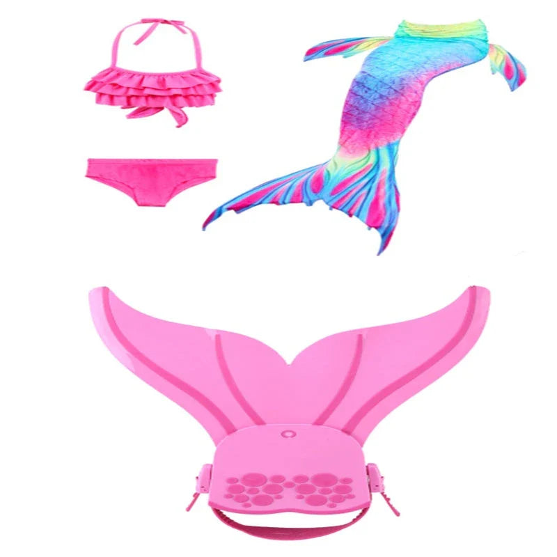 Adjustable swim fins in various colors, perfect for mermaid-inspired water activities and building leg strength
