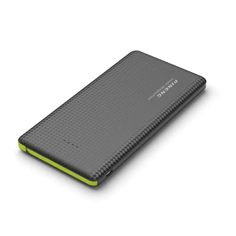10000mAh power bank, dual USB output, polymer battery, LED indicator, 156x77x12mm, black or white