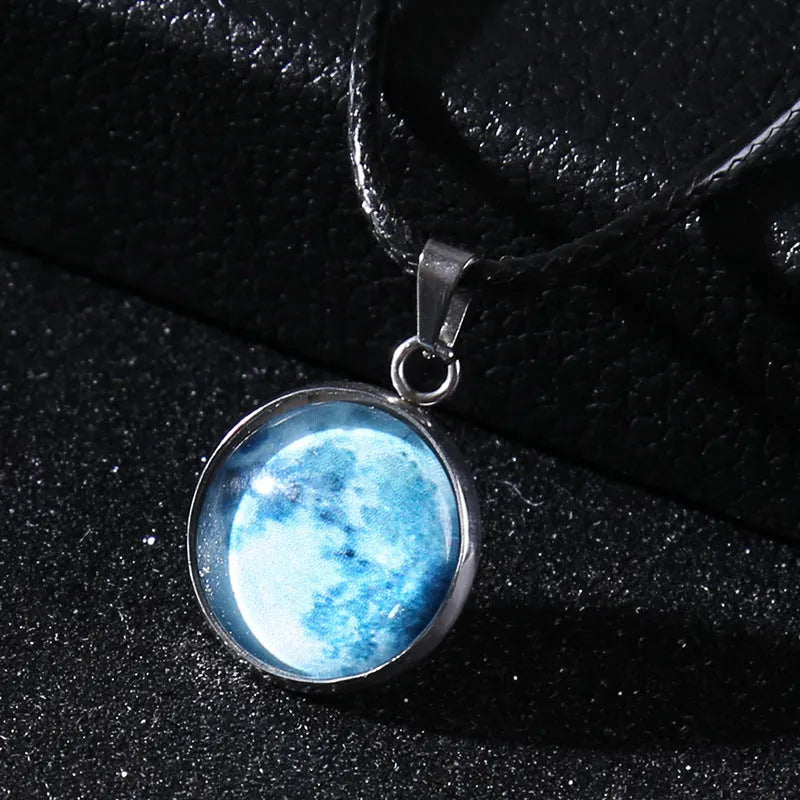 Time Stone luminous alloy necklace with constellation pendant and adjustable chain in various colours