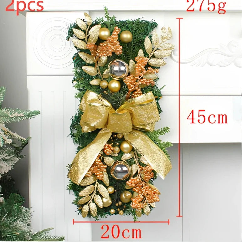 Red upside down glowing Christmas tree plastic door curtain pendant, 100-150cm height, lightweight hanger for holiday decor