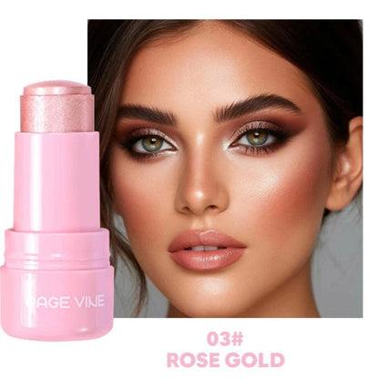 VINE cream contour stick with plastic housing showing six colour options for cheekbone highlighting