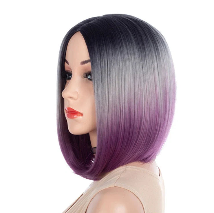 Purple synthetic hair extensions with 25cm length and curled style for temporary colour transformation