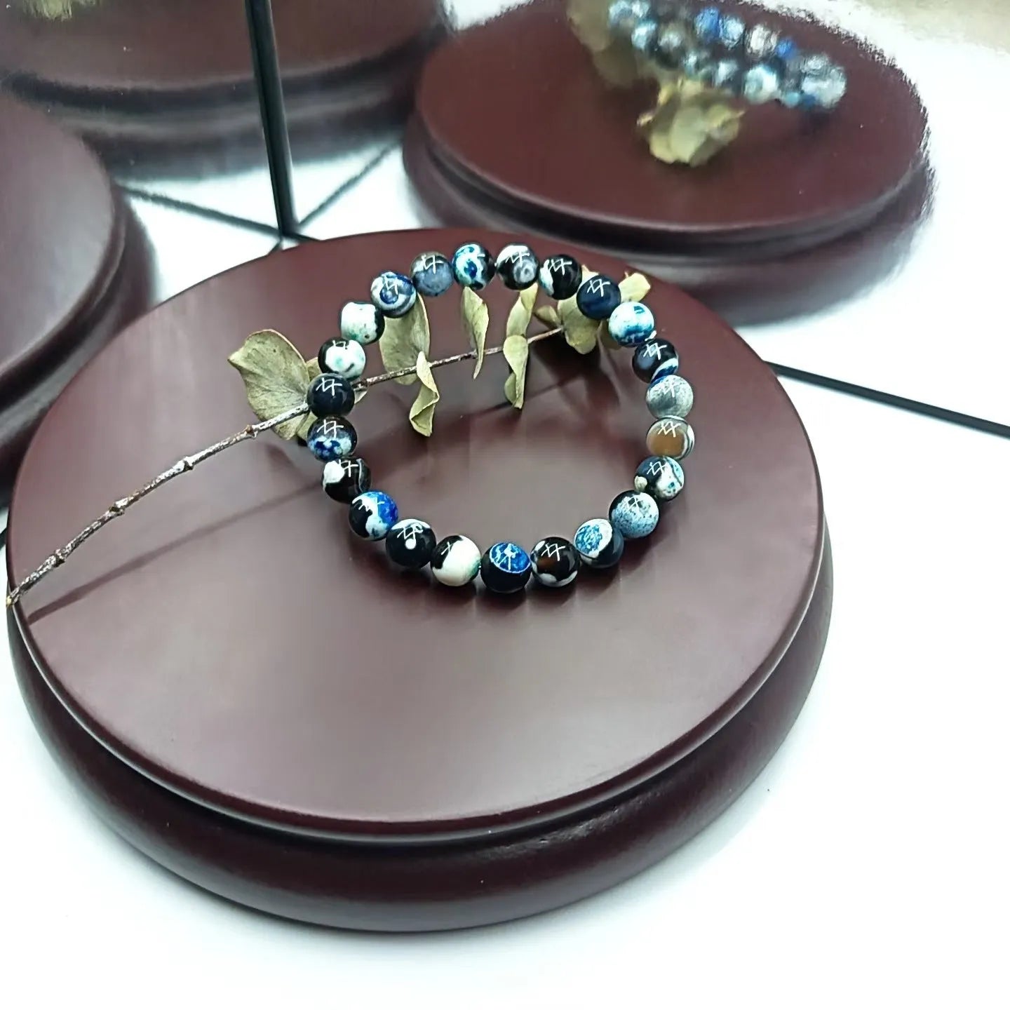 8mm natural agate bohemian ladies bracelet in four colour options