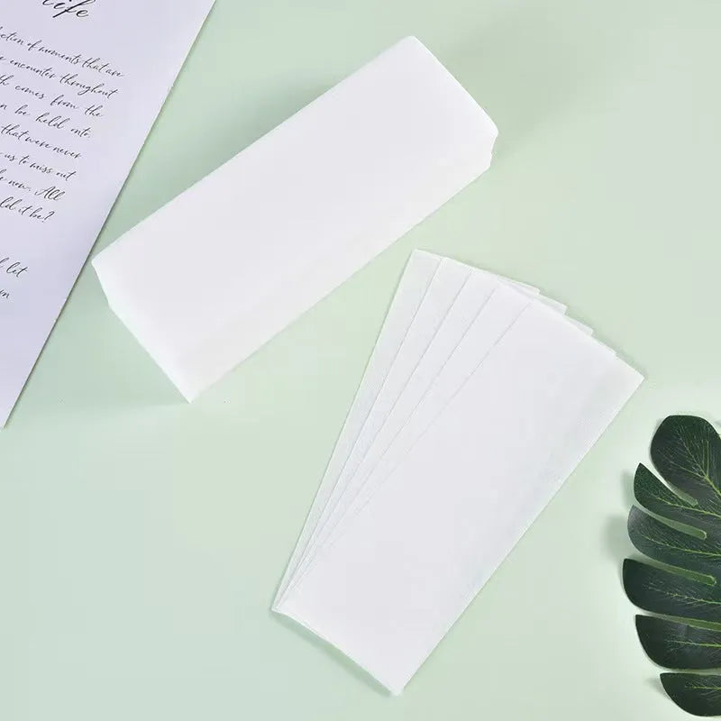 Non-woven fabric hair removal waxing paper strips in pack of 50 or 100 pieces