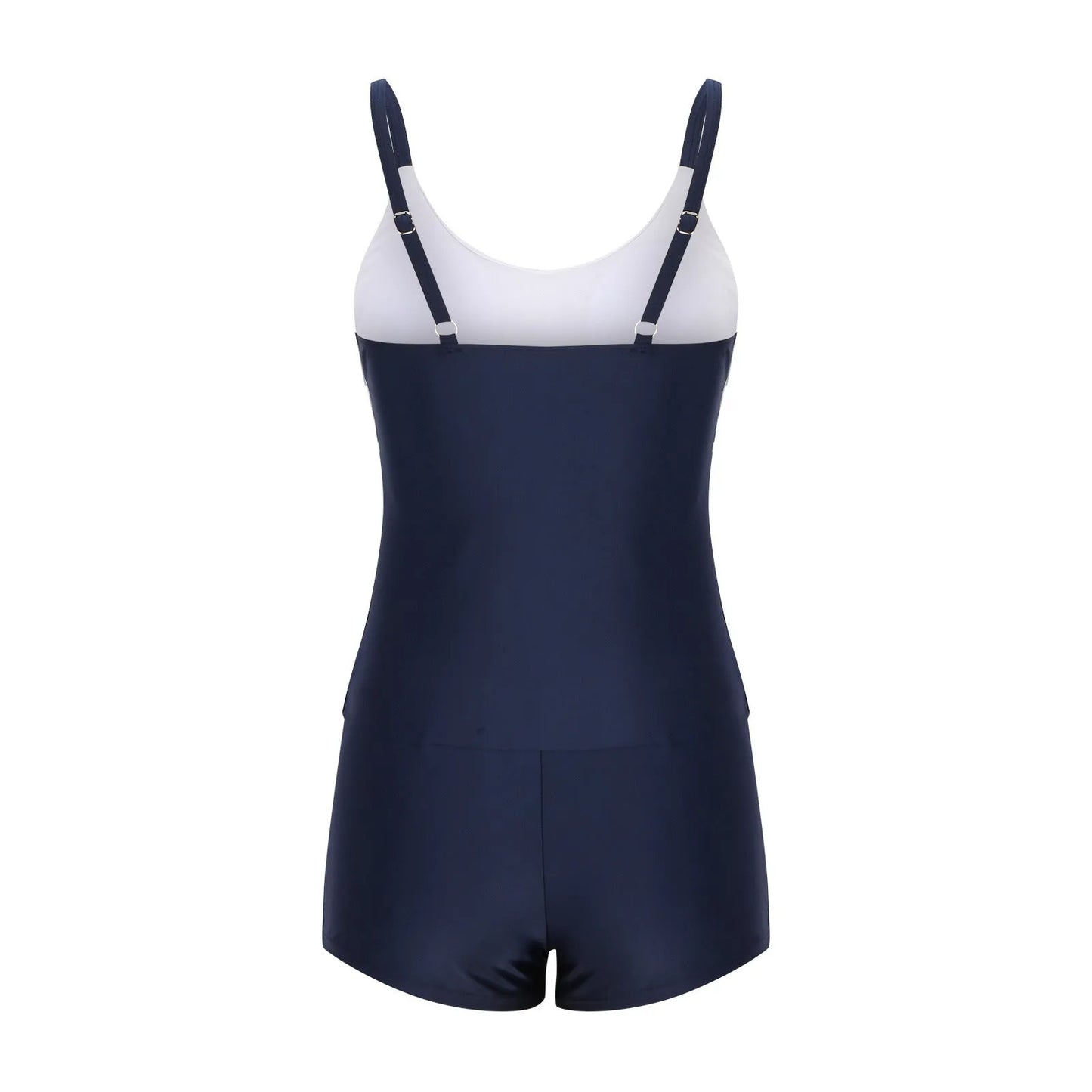 Ladies conservative stripe boyshorts swimsuit bikini with split fashion top in polyester fabric