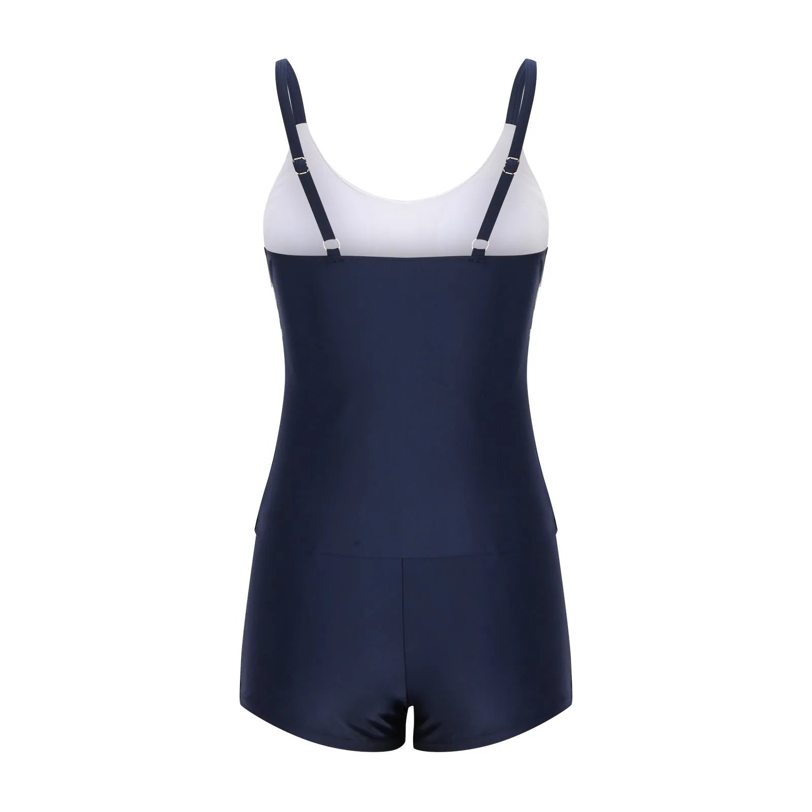Ladies conservative stripe boyshorts swimsuit bikini with split fashion top in polyester fabric