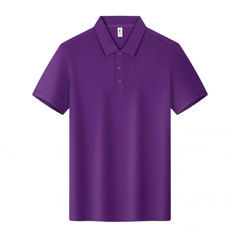 Loose fit short sleeve cotton lapel polo work shirt in multiple colour options