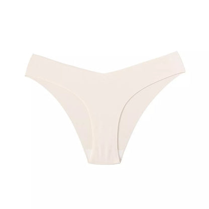 Women's V-shaped Waistband Seamless Ice Silk Panties in 5 colors