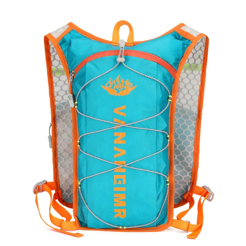 Ultra-light waterproof outdoor backpack in streamer orange colour with air pillow belt system
