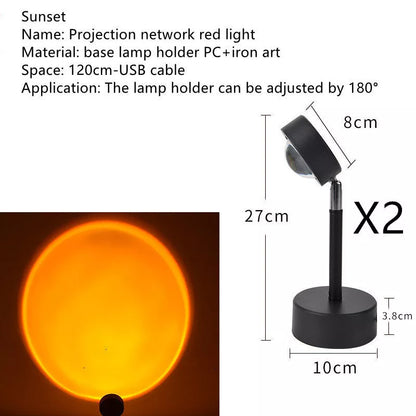WiFi LED Sunset Projector Light with 16 colour options and 360° rotation