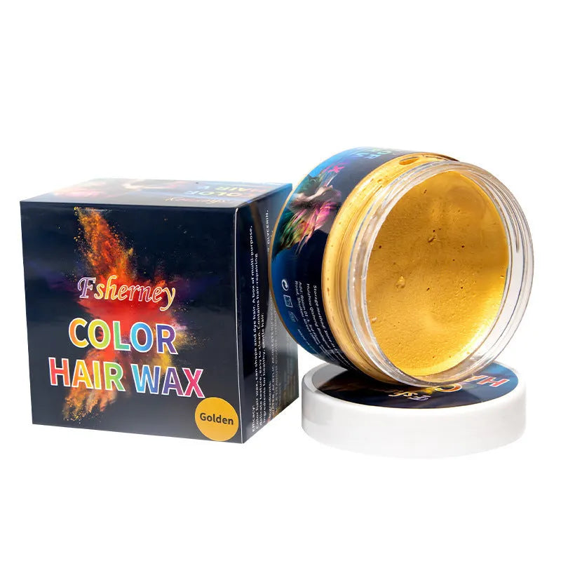 120g hair styling clay container showing colour options including blue, green, purple and other shades