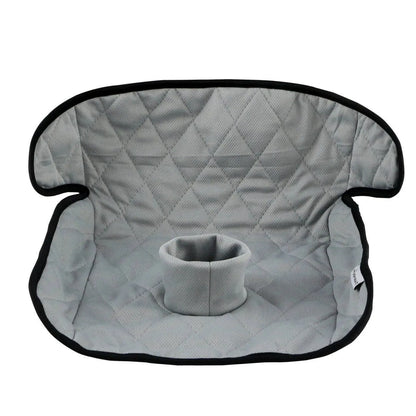 Alien-shaped car seat protective pad with urine separation feature in grey polyester
