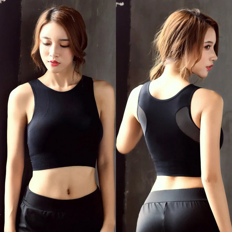 No Underwire Mesh Sports Bra in various colours, perfect for workouts and daily comfort.