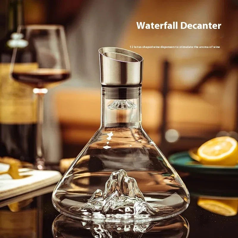 Elegant lead-free crystal glass wine decanter with iceberg-inspired design, enhancing the flavor and aroma of your favorite wines