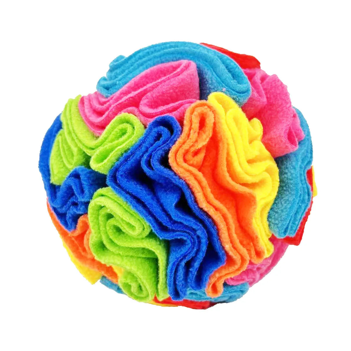 Polar fleece pet sniffing toy ball in 8cm to 20cm sizes for molar chewing and training
