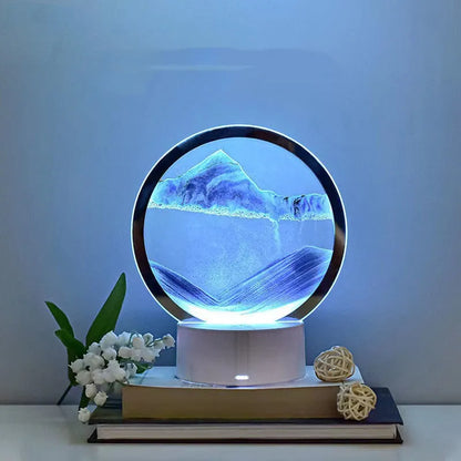 Creative 3D quicksand design table lamp with glass shade and USB power cord