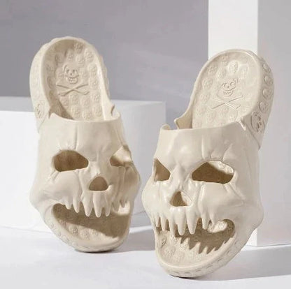 Stylish skull-themed slippers with a variety of color options for comfortable, versatile wear