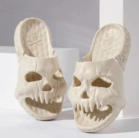 Stylish skull-themed slippers with a variety of color options for comfortable, versatile wear