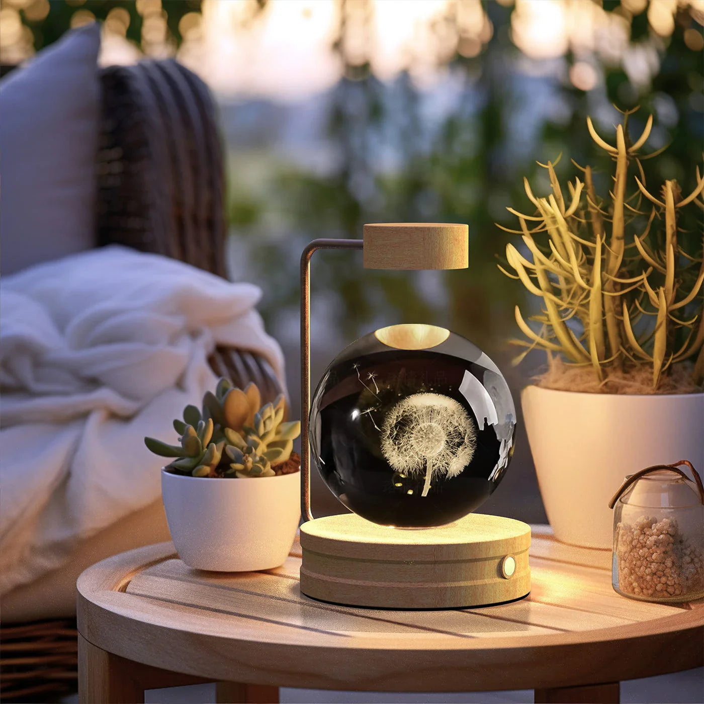 Crystal Ball Cosmic Dinosaur Indoor Night Light with USB Power and Warm Bedside Lighting